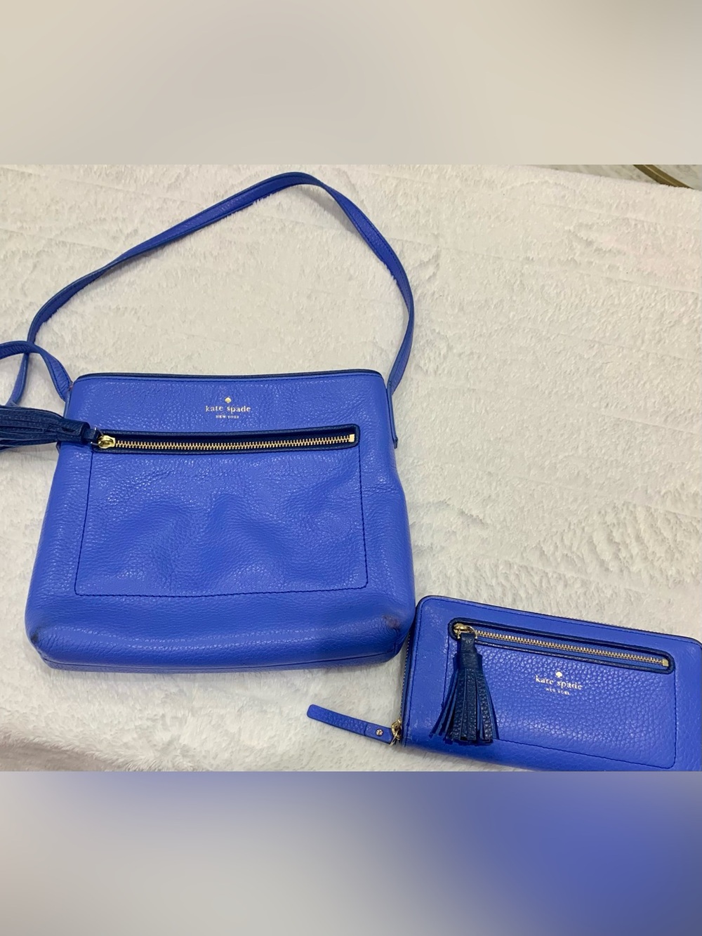 Kate Spade Chester Street Dessi Crossbody & Matching Wallet Set - Blue Leather